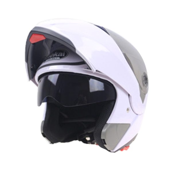 JIEKAI 105 Full Face Helmet Electromobile Motorcycle Double Lens Protective Helmet, Size: XL (White+Silver) - Image 3