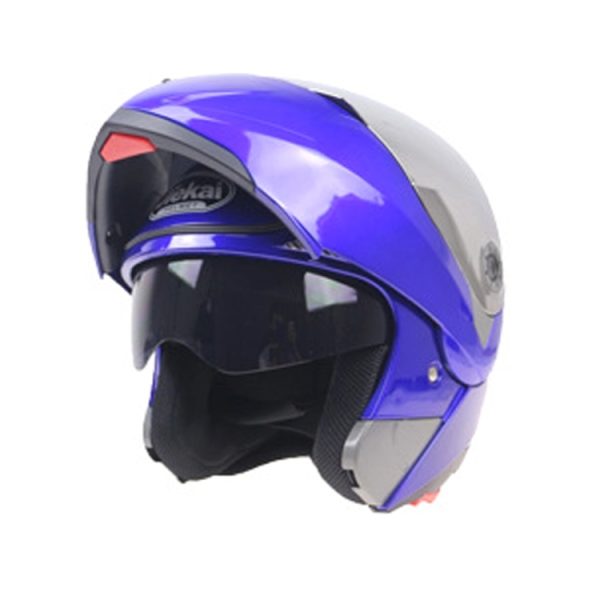 JIEKAI 105 Full Face Helmet Electromobile Motorcycle Double Lens Protective Helmet, Size: XL (Blue+Silver) - Image 3