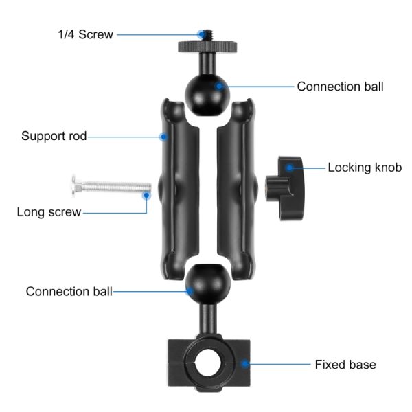 PULUZ Motorcycle Holder Rearview Mirror Fixed Mount for GoPro and Other Action Cameras - Image 3