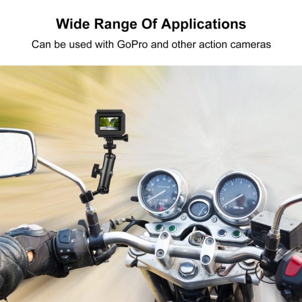 PULUZ Motorcycle Holder Rearview Mirror Fixed Mount for GoPro and Other Action Cameras - Image 5