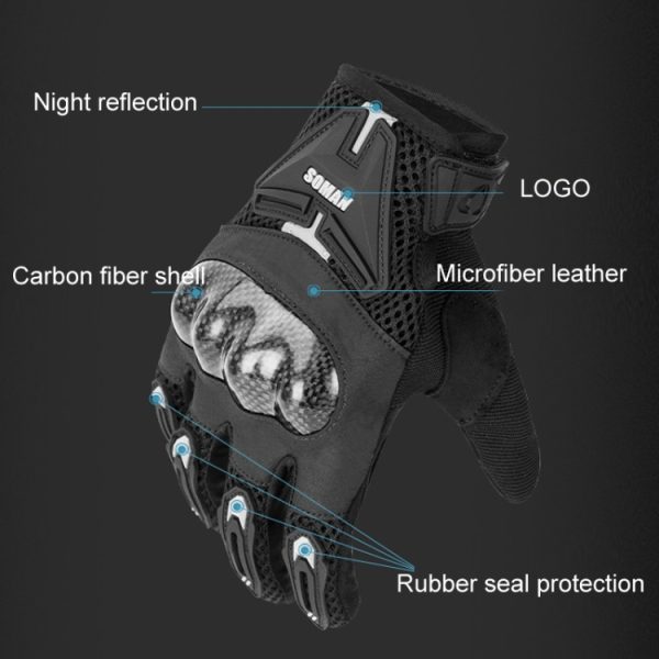 SOMAN Motorcycle Riding Anti-fall Breathable Anti-slip Carbon Fiber Gloves - Image 15